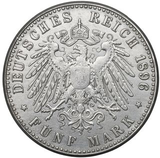 1896. 5 Marcos Anhalt + Factura Plata Réplica   