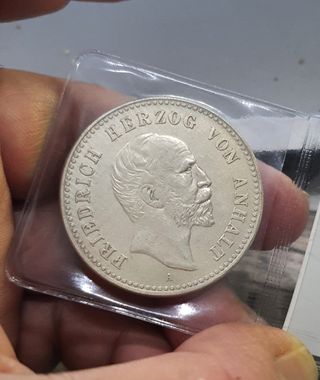 1896. 5 Marcos Anhalt + Factura Plata Réplica   