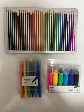 Caja colores, rotuladores finos y gruesos