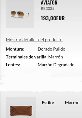 Ray-ban aviator marrón degradado