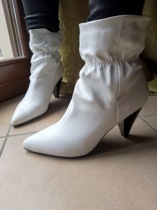 Stivaletti bianchi Obsel 40 a punta con tacco