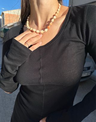 Collar vintage concha y perlas naturales