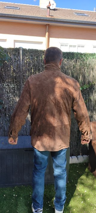 Cazadora de piel marrón caballero talla 50