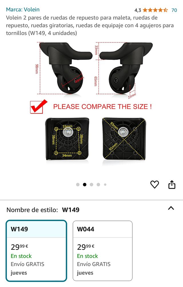 Juego ruedas maletas blandas,nuevas