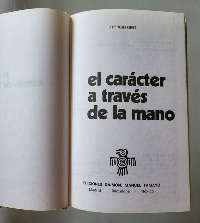 Libro EL CARACTER A TRAVES DE LA MANO.