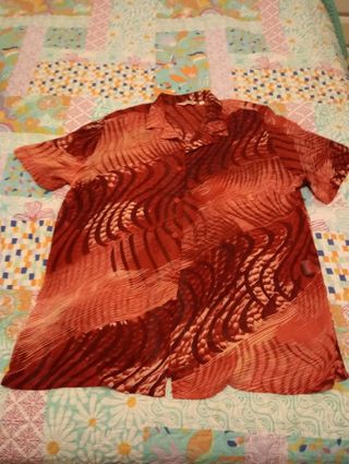 Camisa señora roja estampada 
