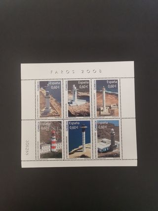 Sello Hoja Bloque Faros 2008