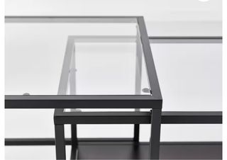 Mesa nido juego de 2 negro/marron vidrio, 90x50