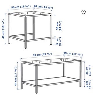 Mesa nido juego de 2 negro/marron vidrio, 90x50