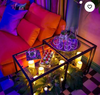 Mesa nido juego de 2 negro/marron vidrio, 90x50