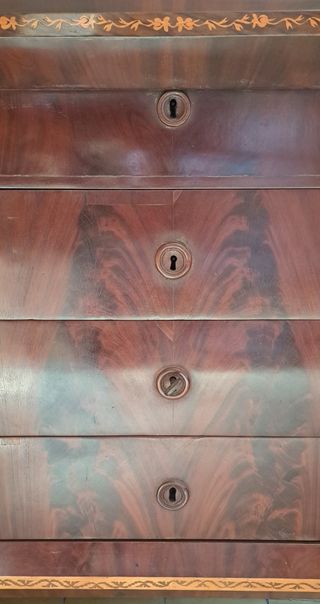Cómoda escritorio Isabelina de caoba con cajón sec