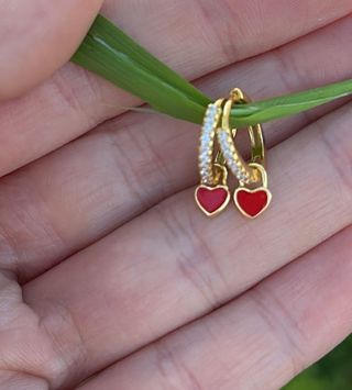 Pendientes aros corazón ❤️ plata bañada en oro