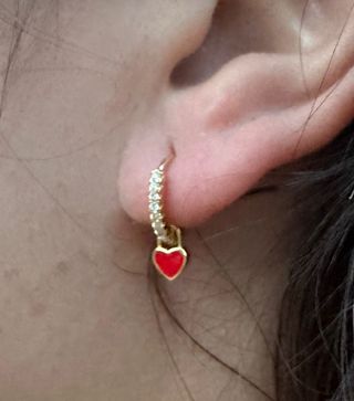 Pendientes aros corazón ❤️ plata bañada en oro