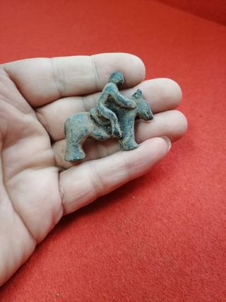 Exvoto ibero caballo con jinete gran patina bronce