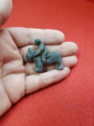 Exvoto ibero caballo con jinete gran patina bronce