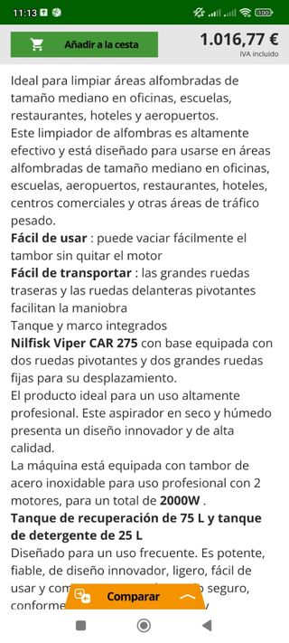 limpiadora de alfombras profesional.