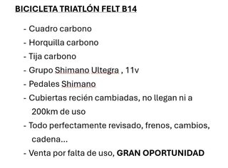 BICICLETA CARBONO TRIATLON FELT