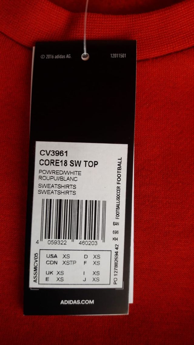 FELPA ADIDAS CORE 18 SW. NUOVA ANCORA ETICHETTATA