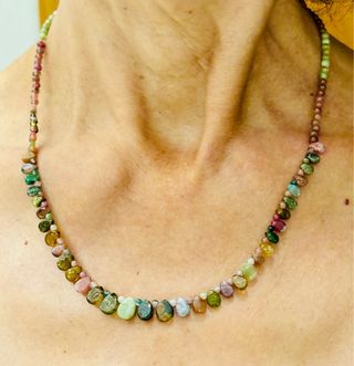 Collar de turmalinas multicolor y plata de ley 925