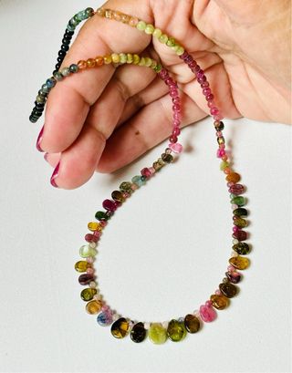 Collar de turmalinas multicolor y plata de ley 925