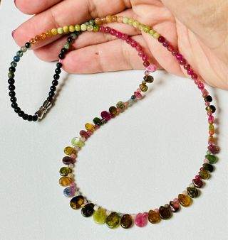 Collar de turmalinas multicolor y plata de ley 925