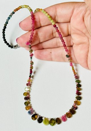 Collar de turmalinas multicolor y plata de ley 925