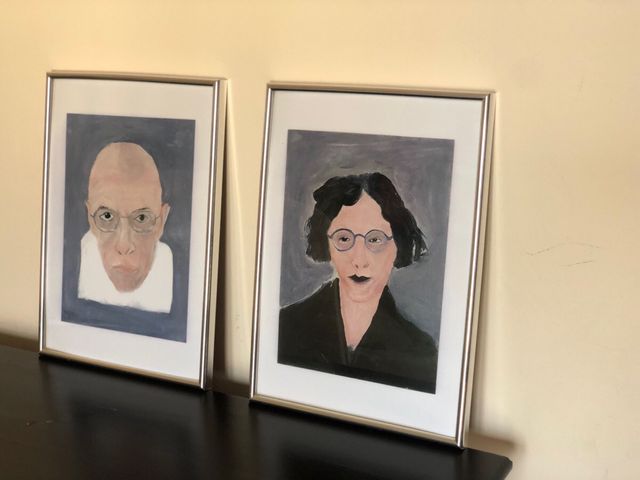 Michel Foucault y Simone Weil Ilustración arte