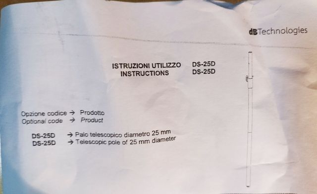 Barra distancia altavoz db technologies DS-25D