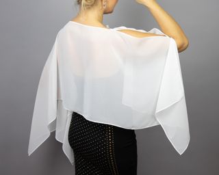 Chal capa, capelet bolero de chiffon blanco
