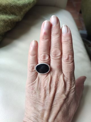 Anillo ónix oval y plata
