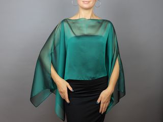 Chal capa, bolero de chiffon verde brillante