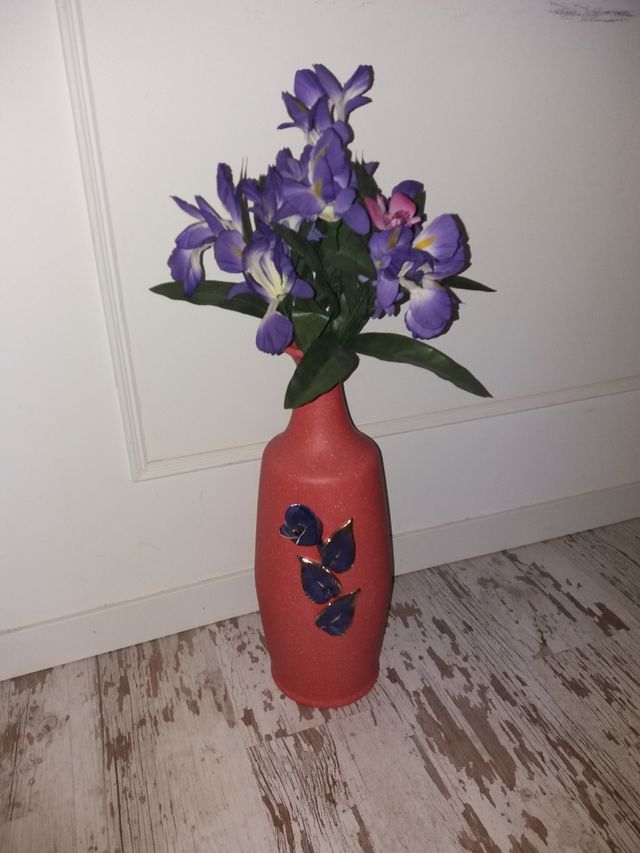 NUEVO 80's Jarrón Florero Rojo y Morado