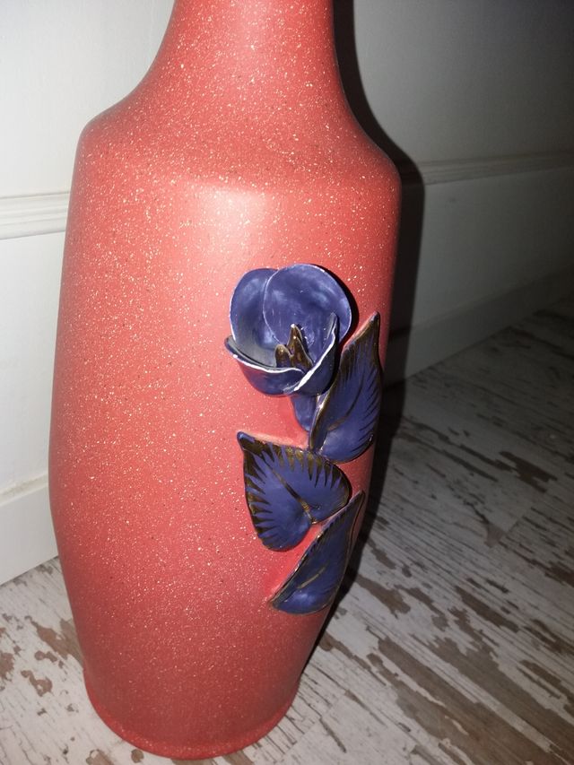 NUEVO 80's Jarrón Florero Rojo y Morado