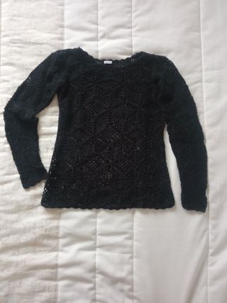 Jersey ganchillo negro Pimkie