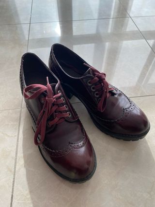 Stringate bordeaux donna tacco basso 