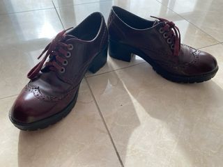 Stringate bordeaux donna tacco basso 