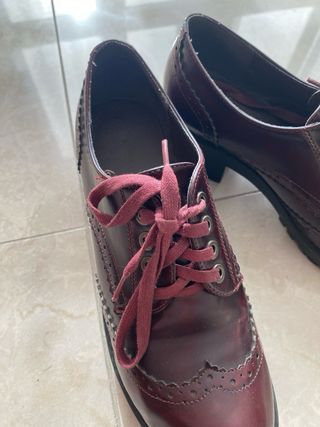 Stringate bordeaux donna tacco basso 