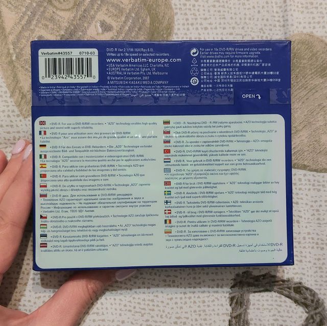 CD-RW, DVD-R, DVD-RW vergini VERBATIM