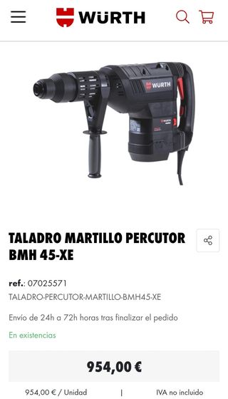 Martillo taladro cincelador Wurth bmh45 
