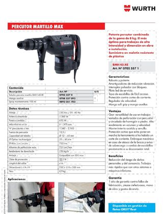 Martillo taladro cincelador Wurth bmh45 