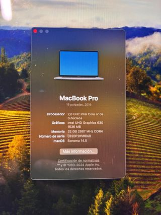 MacbookPro 16” Touch Bar2019-Intel i7/2,6GHz/32GB
