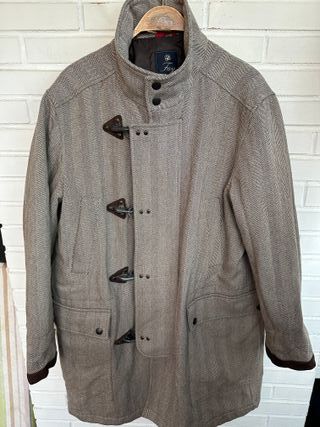 FAY abrigo lana gris blanco talla L