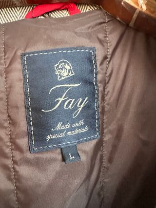 FAY abrigo lana gris blanco talla L