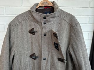FAY abrigo lana gris blanco talla L