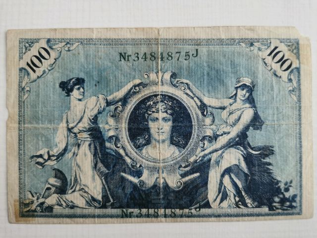 Banconota gold mark 100, Germany del 1908. 