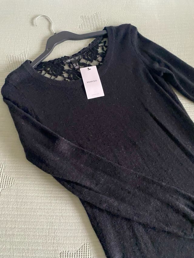 Vestido Mango negro lana