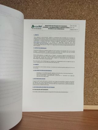 Registro pesaje vagones, averías, calibr