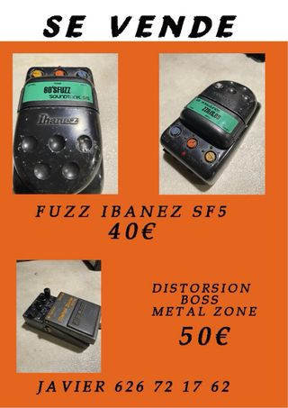 Pedales de guitarra boss metalzone y ibanez fuzz.
