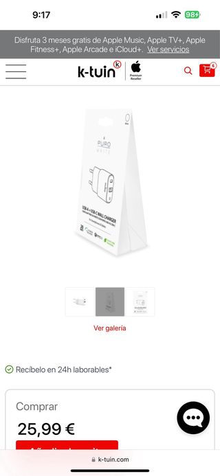 Cargador con doble puerto USB