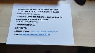 Clases de Canto y Técnica vocal.